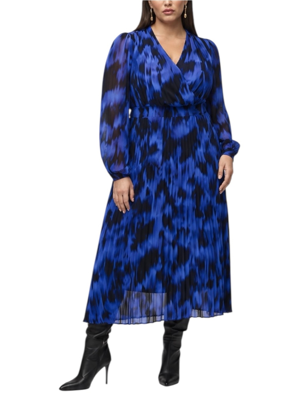 Joseph Ribkoff Abstract Print Midi Dress Blue Size 22 NWT Royal Sapphire